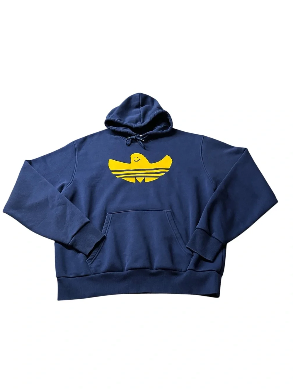 Adidas Mark Gonzalez Shmoo Trefoil Navy Blue Hoodie with Yellow Logo